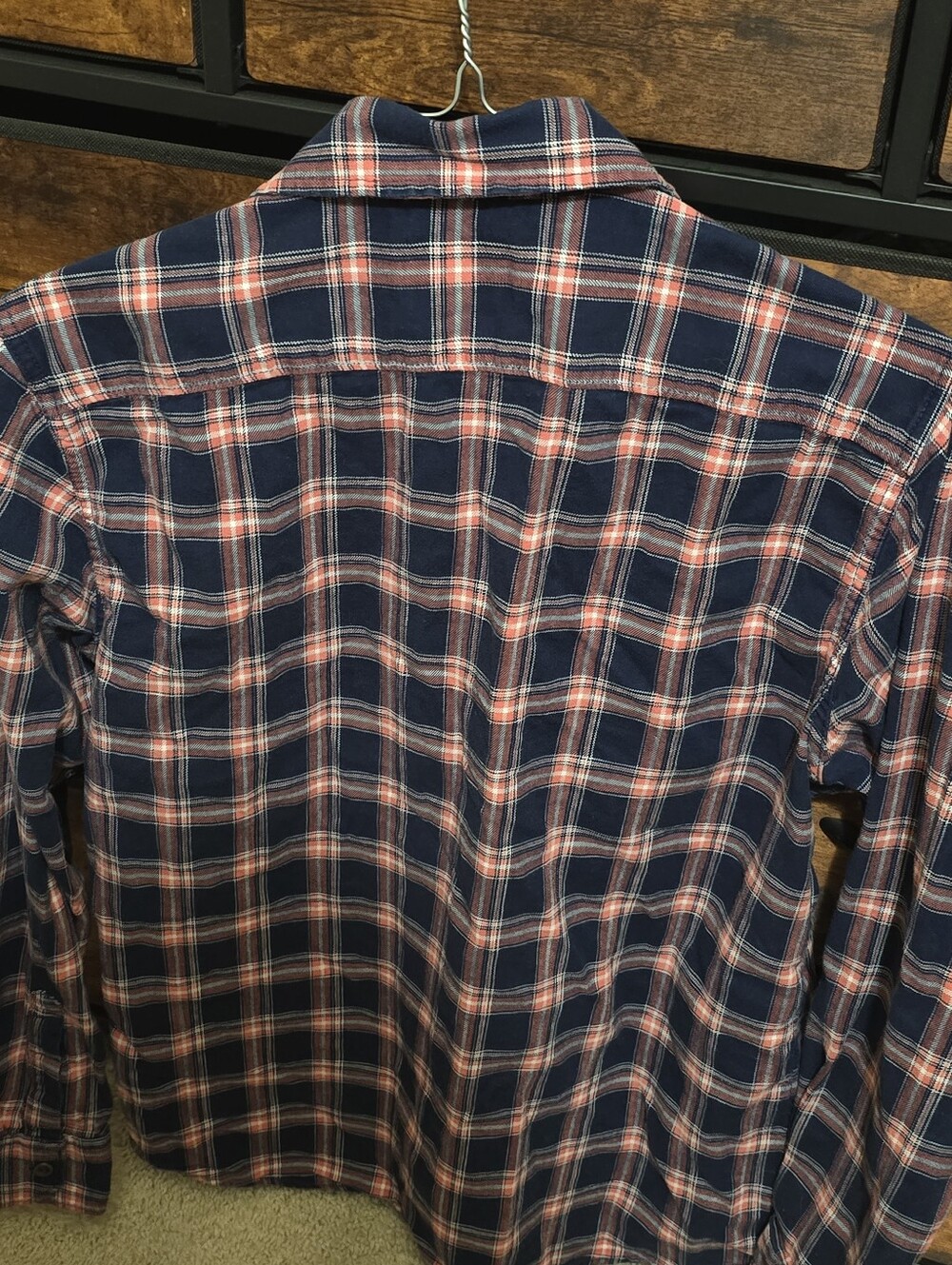 Wrangler Red and Navy Plaid Long-Sleeve Button-Down Shirt - Picture 2 of 5